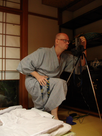 David Leddy filming footage  for White Tea in Kyoto (photo: Calum McCallum)