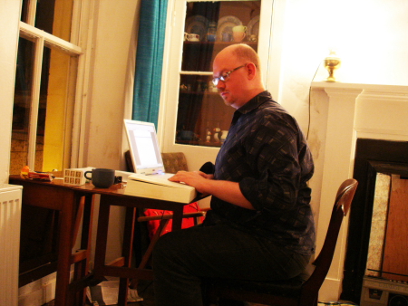 David writing Through The Night in St. Monans, Fife